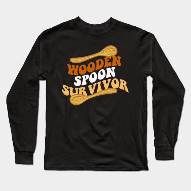 Retro Wooden Spoon Survivor Long Sleeve T-Shirt by TomCage